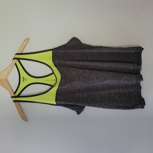AVIA gray and neon yellow racer back athletic tank